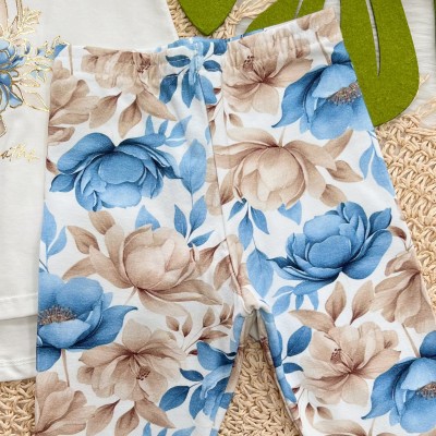 Conj. Blusa Manga Longa Lamp for the Paths e Calça Legging Floral - Off White